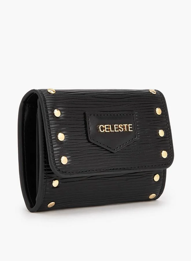 سيليست Stud Embellished Wallet with Button Closure